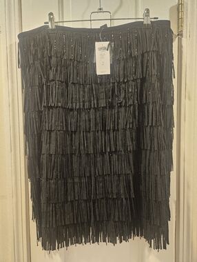Black Label Tiered Fringe Black Women’s Skirt